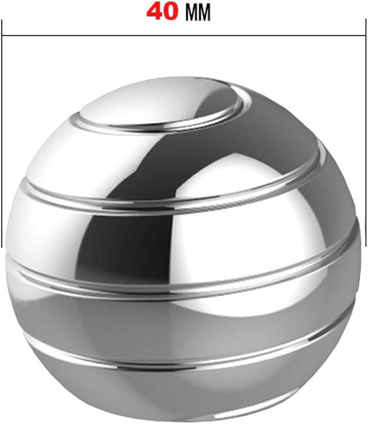 Metal Kinetic Desk Toy, Optical Illusion Fidget Spinning Top Ball, Unique Executive Stress Relief Gift for Adults & Kids