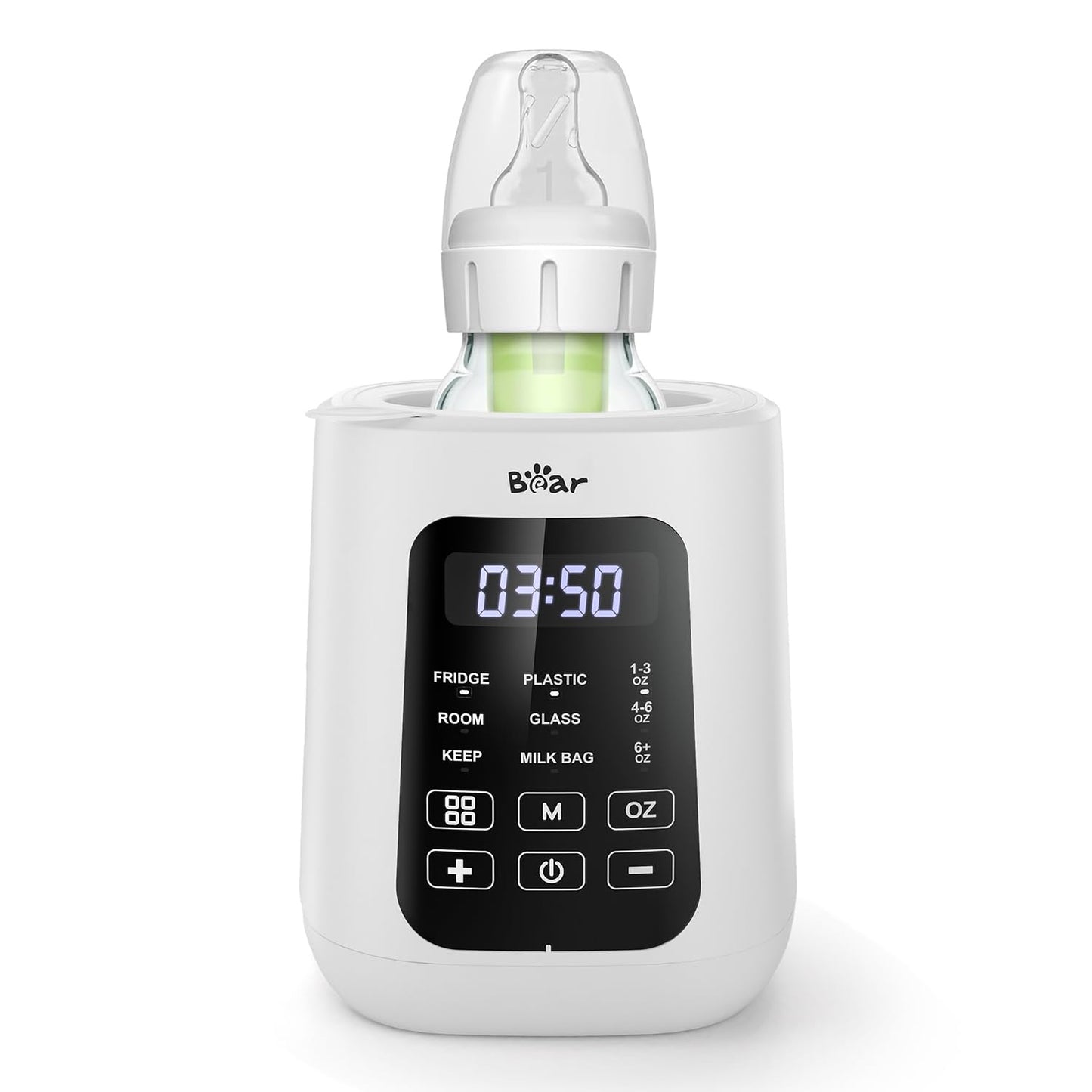 Bear Baby Bottle Warmer, Milk Warmer Breastmilk Bag Formula Fast Warming for New Born Baby Bottles, with Time Temp Control Automatic Shut Off at Home Use