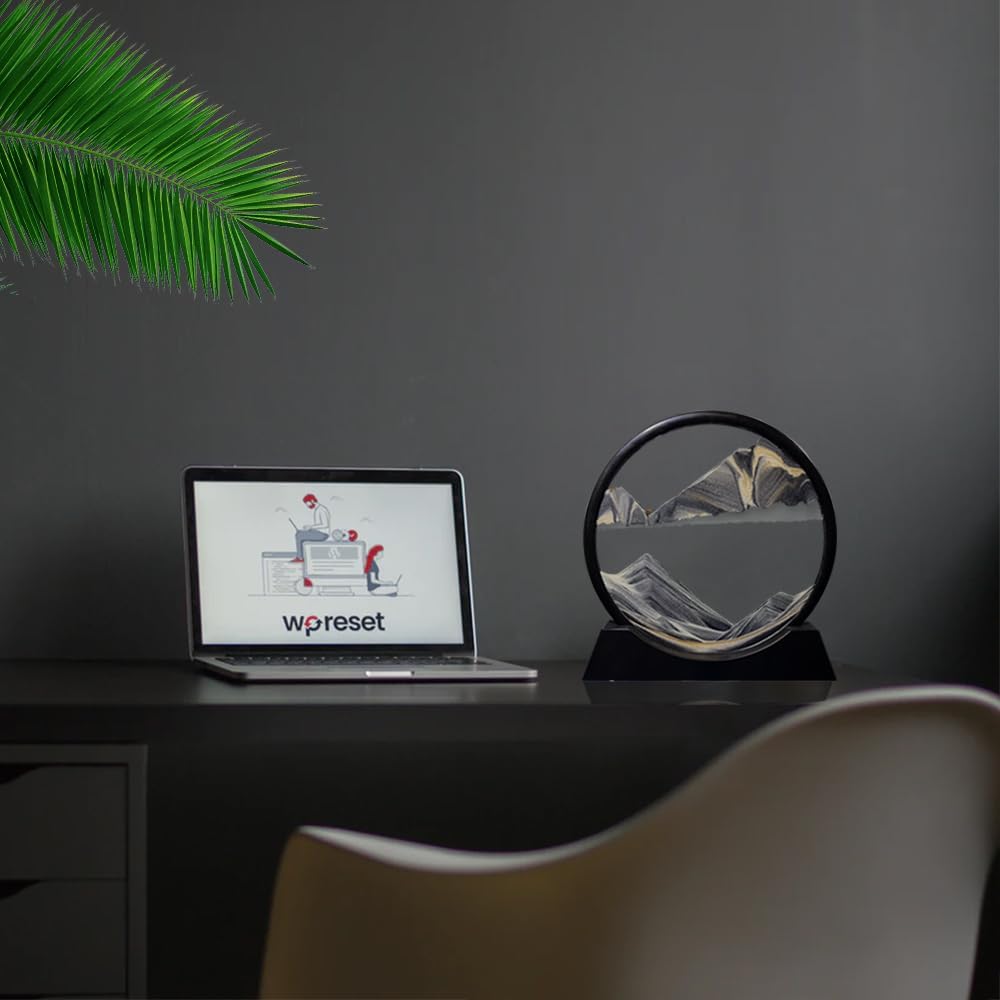 Aoderun Moving Sand Art Picture Round Glass 3D Deep Sea Sandscape in Motion Display Flowing Sand Frame Relaxing Desktop Home Office Work Decor (12", New black)