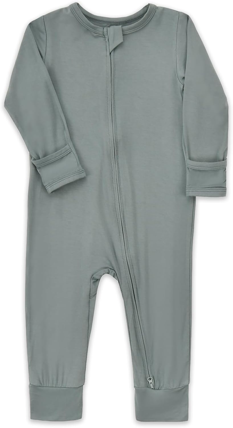 Aablexema Baby Footless Pajamas Zipper with Mitten, Rayon from Bamboo, Infant Long Sleeve Romper Pjs