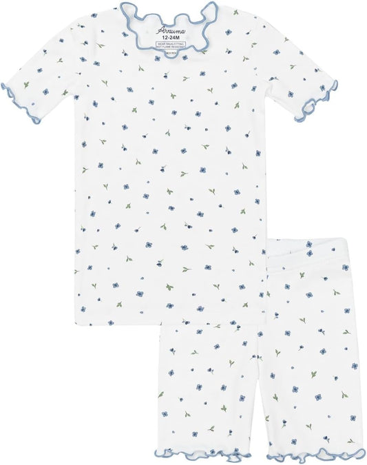 AVAUMA Baby Boy Girl Pajama Set 6M-7T Kids Cute Toddler Snug fit Flower Pattern Design Pjs Cotton Sleepwear Ruffled Shirring