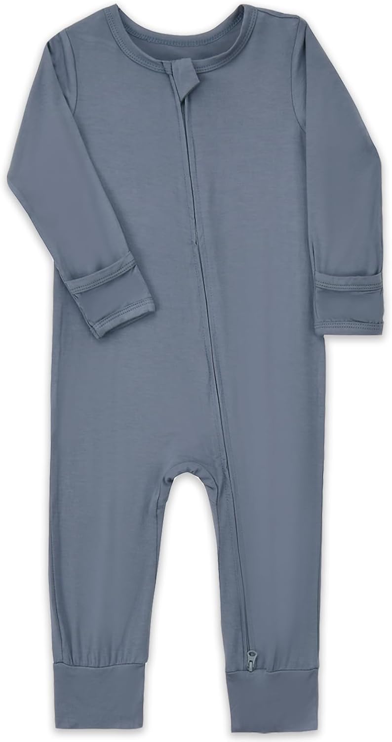 Aablexema Baby Footless Pajamas Zipper with Mitten, Rayon from Bamboo, Infant Long Sleeve Romper Pjs