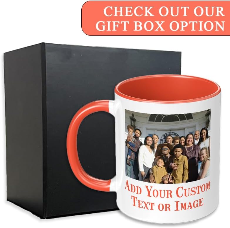 Personalized Coffee Mug, Custom Photo Text 11 Oz Ceramic Mug, Customized Picture Name Tea Cup, Unique Gift Idea, Taza Cafe Personalizadas Fotos, Cute Custom Gifts Mom Women Men, Mother's Day, Orange