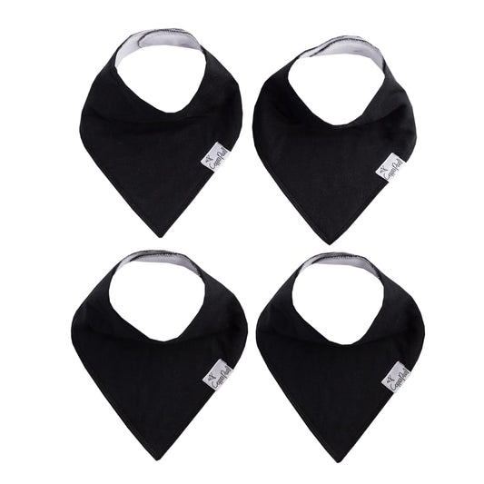 Copper Pearl 4 Pack Soft Cotton Baby Bibs for Drooling and Teething, Absorbent Drool Bibs for Baby Girl and Boy, Adjustable to Fit Newborns to Toddlers (Black Basics)