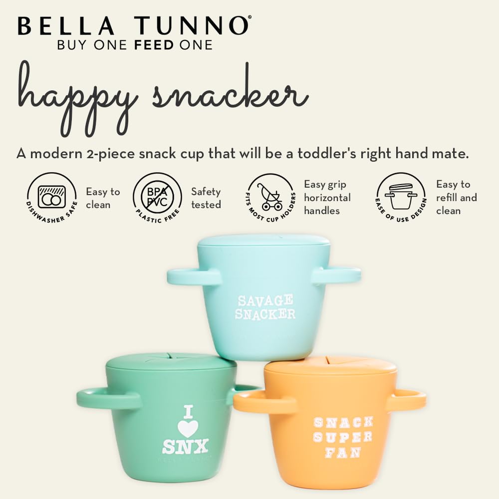 Snack Cups for Toddlers by Bella Tunno, Silicone Spill Proof Food Container with Lid, Babies & Kids 6-12 Months, Cheerio Mate