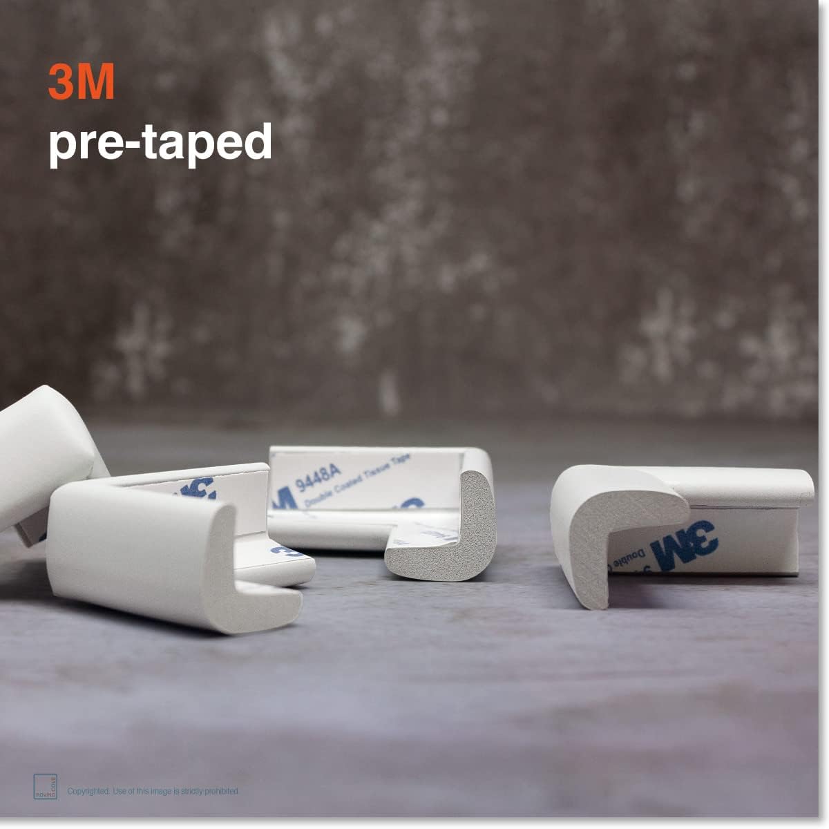 Roving Cove Slim-Fit Corner Protector for Baby Proofing (8 Small Corners), Soft Rubber Foam Furniture Corner Bumper Guards, 3M Adhesive Pre-Taped, Oyster White (Off White)