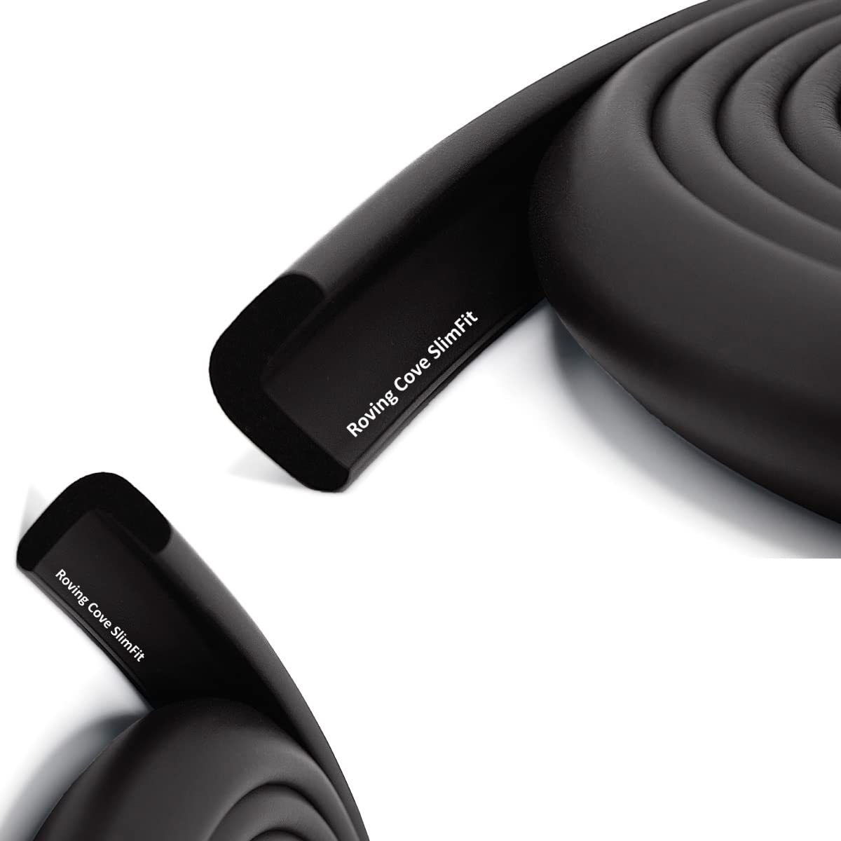 Roving Cove Slim-Fit Edge Protector for Baby Proofing (9ft Small Edge Only), Soft Rubber Foam, Furniture Edge Bumper Guard, Desk Edge Cushion, 3M Adhesive, Onyx Black