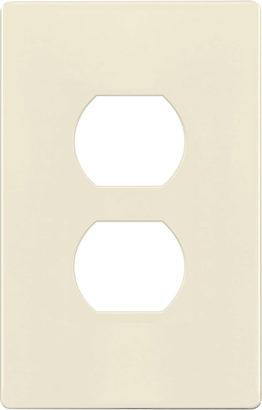 TG Mid-Size Screwless Duplex Wall Plate, Child Safe Receptacle Outlet Cover, Medium Size 1-Gang 4.88" H x 3.11" L, Polycarbonate Thermoplastic, UL Listed, SP-MS1-LA, Light Almond (1 Pack)