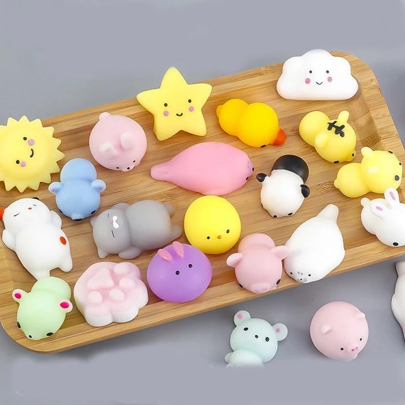 50pcs Mochi Squishy Toys Kids Party Parent-Bonding Calming Mini Fidget Animal Stress Relief Fun Entertaining Toys for Kids