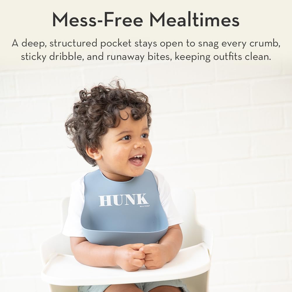 Baby Bib for Eating by Bella Tunno, Waterproof Silicone Bib with Large Food Catcher, Adjustable Fit for Babies 4-12 months & Toddlers 1-3 Years, Boys & Girls, Baby Bro