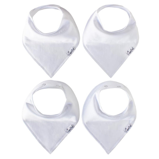 Copper Pearl 4 Pack Soft Cotton Baby Bibs for Drooling and Teething, Absorbent Drool Bibs for Baby Girl and Boy, Adjustable to Fit Newborns to Toddlers (White Basics)