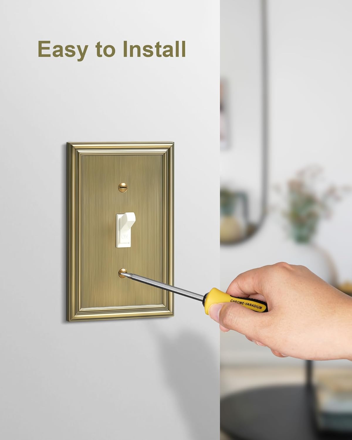 4-Pack Single Toggle Light Switch Cover Plate, Durable Solid Zinc Alloy Decorative Switch Plate Covers, Antique Brass 1 Gang Wall Plate, Corrosion Resistant