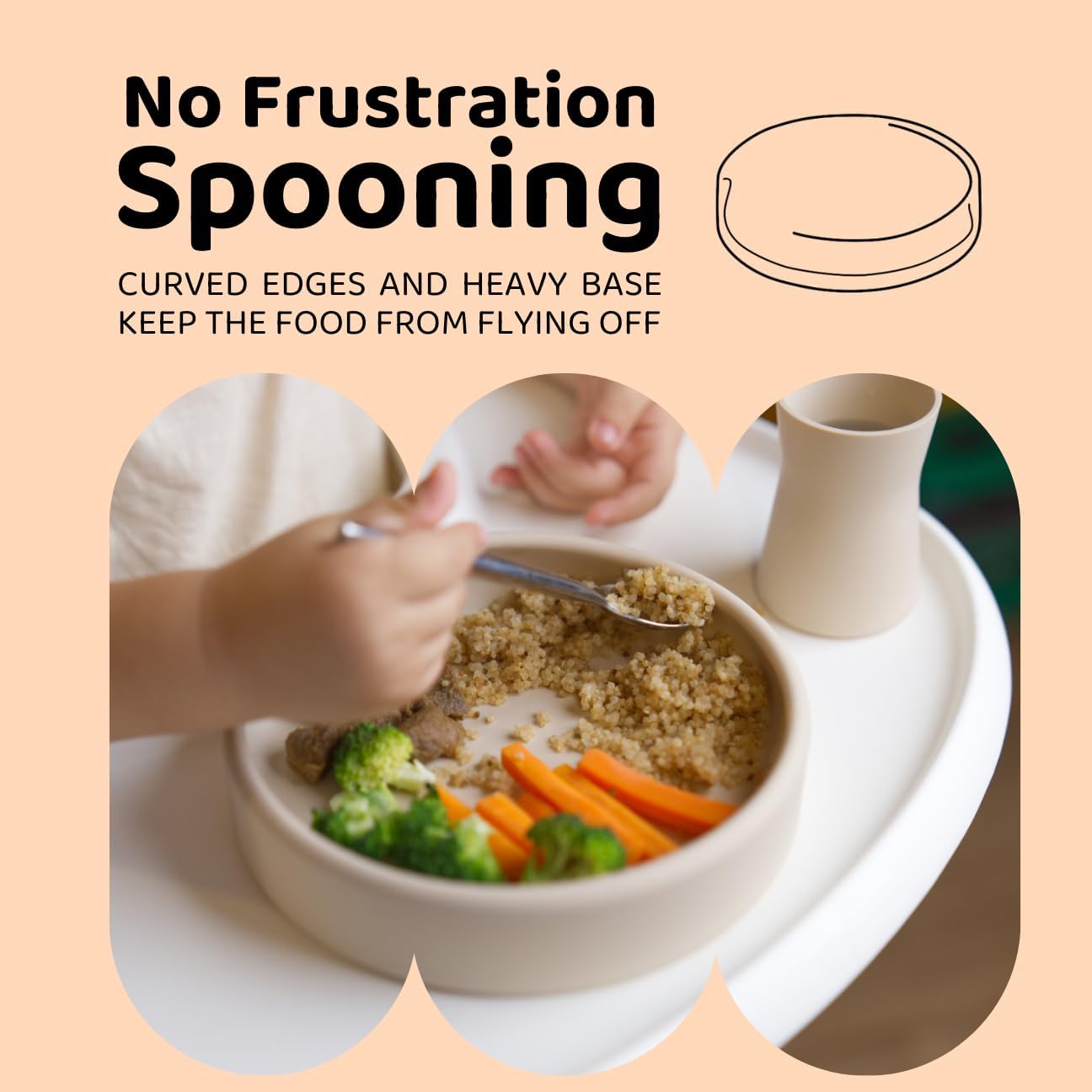 Solid Plate, Weighted Baby Toddler Plate, Silicone Plates for Baby, No-Division Kid Plates, Microwave & Dishwasher Safe Silicone Plate for Toddlers, No BPA, Pink Sand