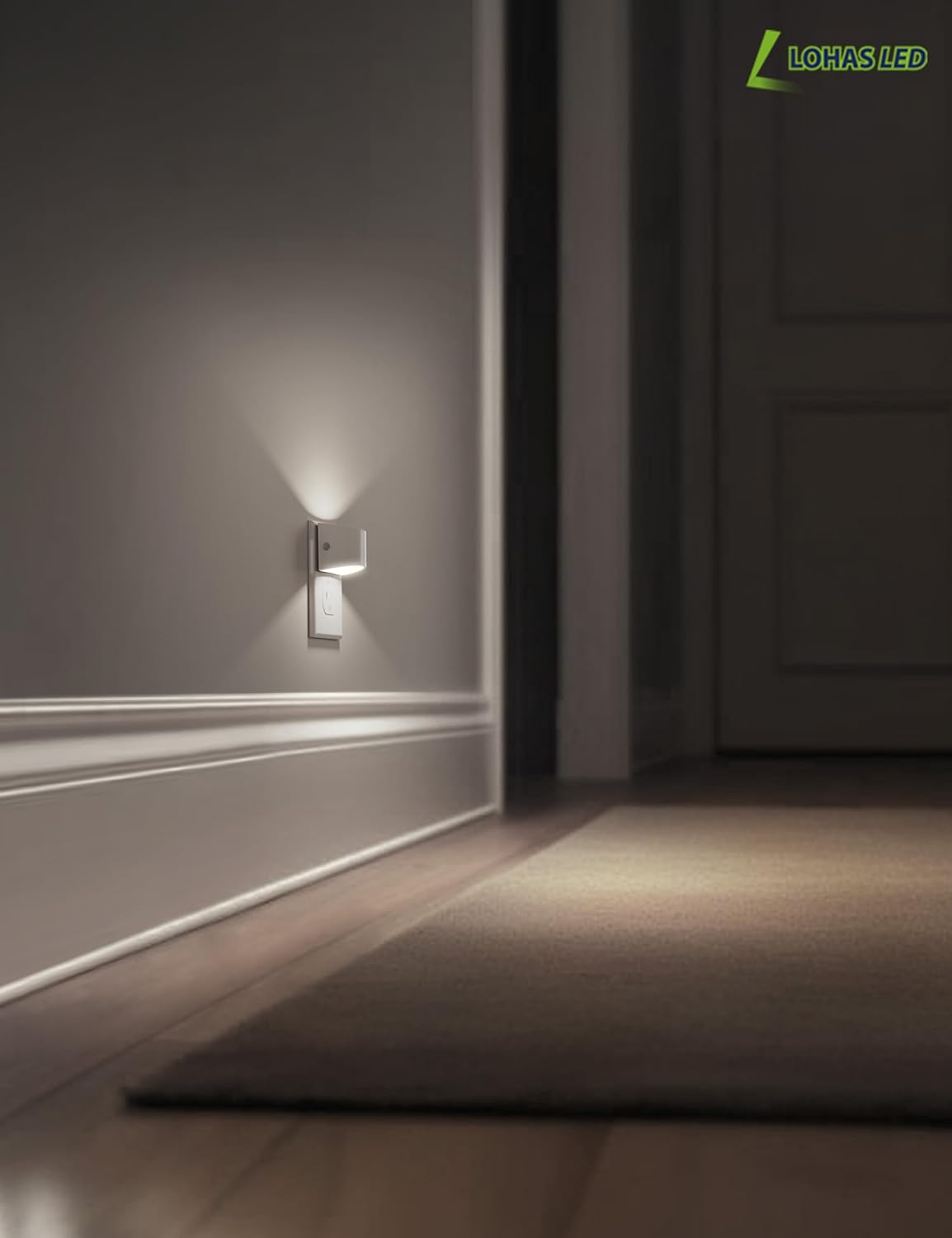 L LOHAS LED Night Lights Plug into Wall, Dimmable Night Light with 3 Level Brightness, 5000K Daylight White, 2 Pack, White Housing