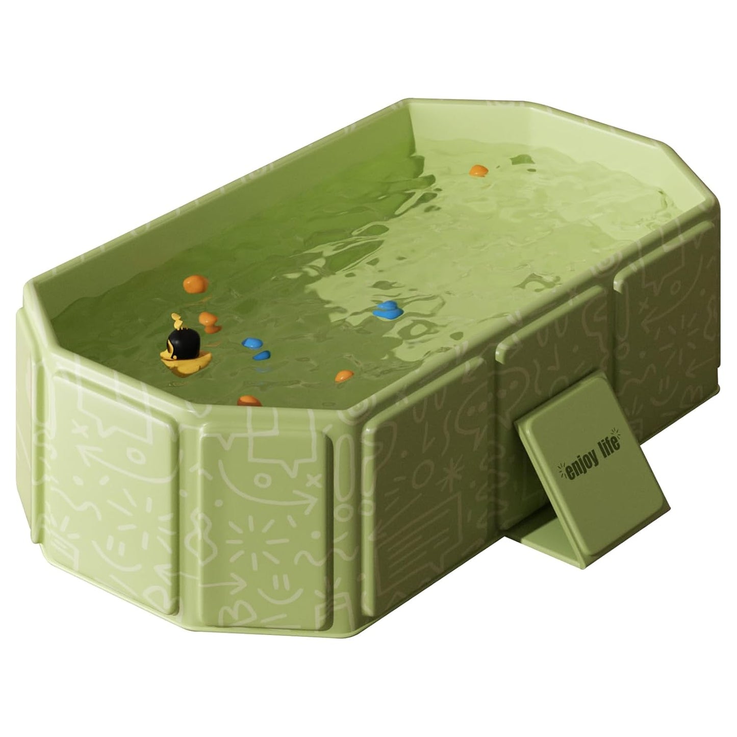 Baby Foldable Kids Bathtub for Infants to Toddler with Non-Slip Base,Easy Storage,Perfect for Small Spaces,Graffiti Green