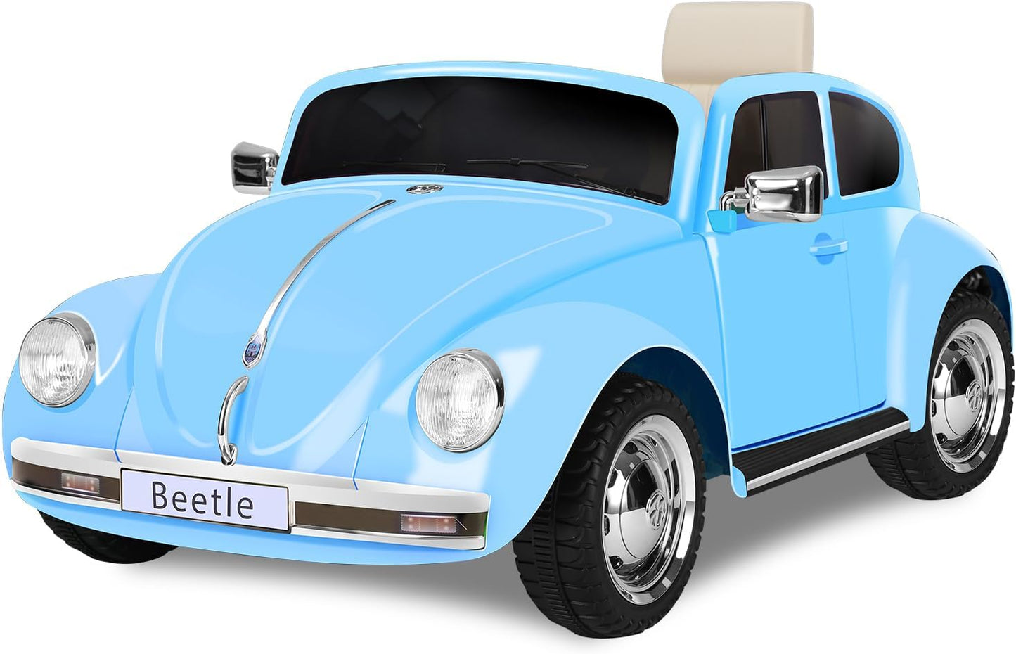 12V Kids Electric Car, Power Wheels with Remote Control, Ride on Car Toys with LED Light, 3 Speeds, Music, Blue