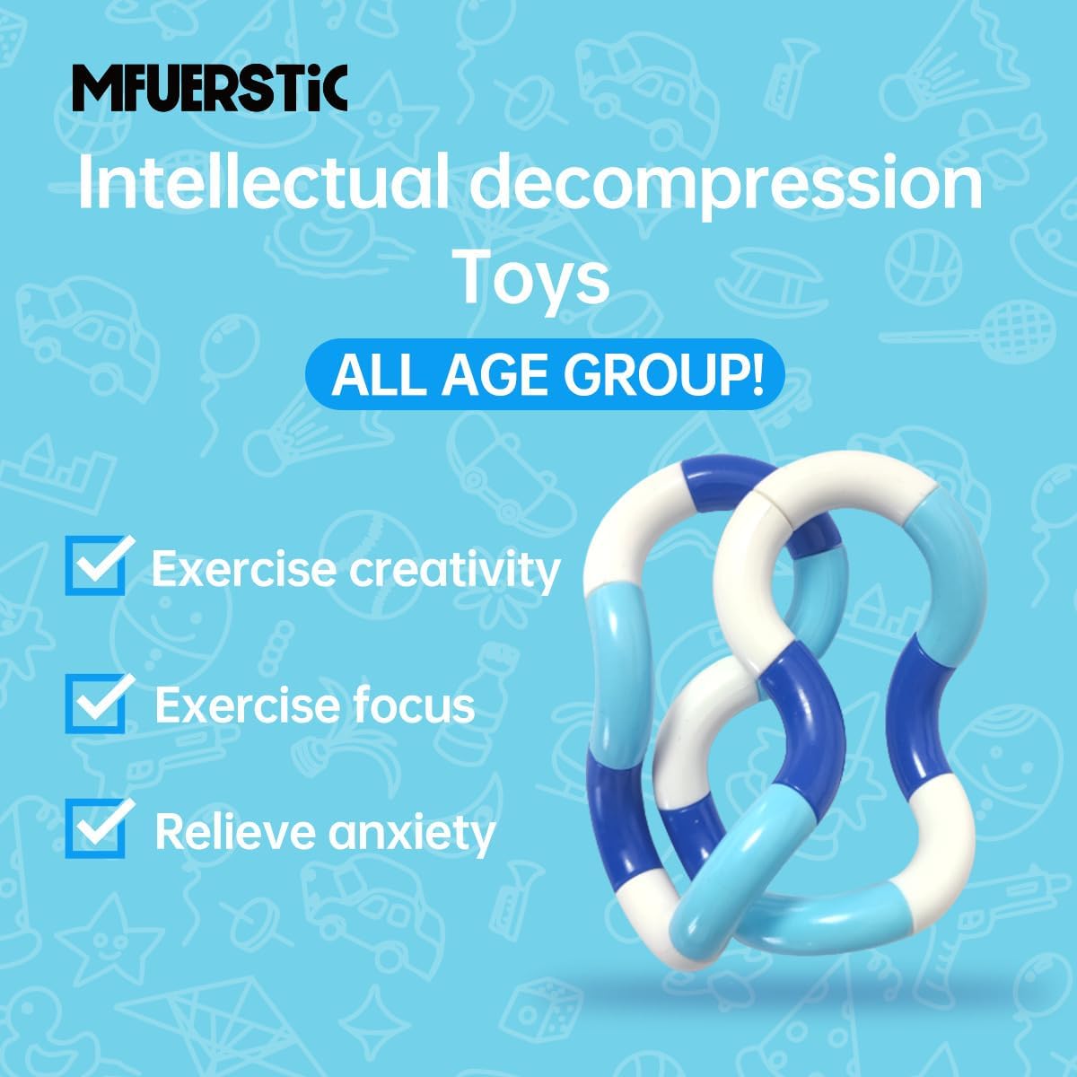 10Pcs Tangles Quiet Fidget Toys for Classroom Kids.Fidgets Toys for Adult Relieve Anxiety and Stress.Brain Imagination Tools.Gift for Relax Therapy Educational Toy for Adults and Kid.