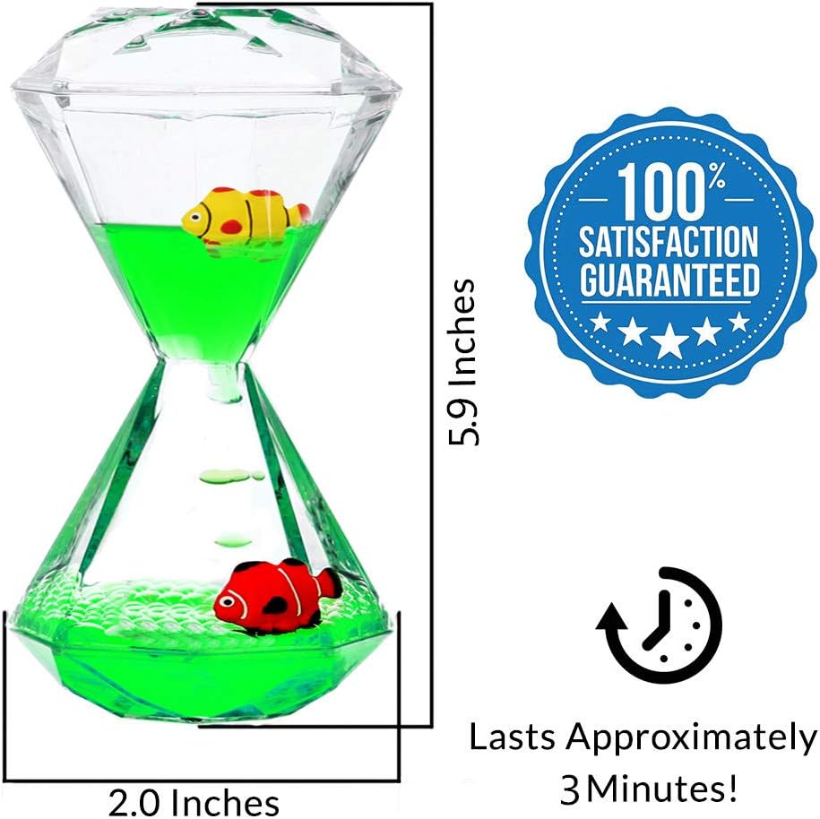 YUE MOTION Liquid Motion Bubbler with Floating Sea Creatures, Diamond Shaped Liquid Timer, Fidget Toy,Autism Toys, Children Activity, Calm Relaxing and Home Ornament (Green liquid with fish toys)