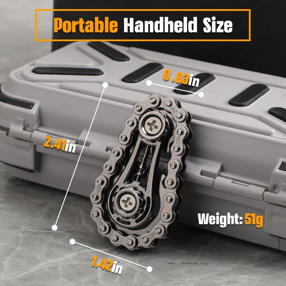 Cool Sprockets Fidget Chain, Hand Roller Toys for Kids Adults, Metal Transformable Sensory Bike Chain Gears, EDC Novelty Stress Relief Desk Office Easter Birthday Gift for Boys Girls Boyfriend Men