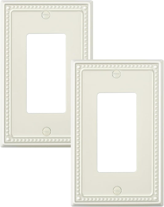 2-Pack Decorator Outlet Cover Plate, Decorative Switch Plates and Outlet Covers, Light Almond Metal Wall Plates for Electrical Outlets, Receptacle, GFCI Outlet, Dimmer Switch