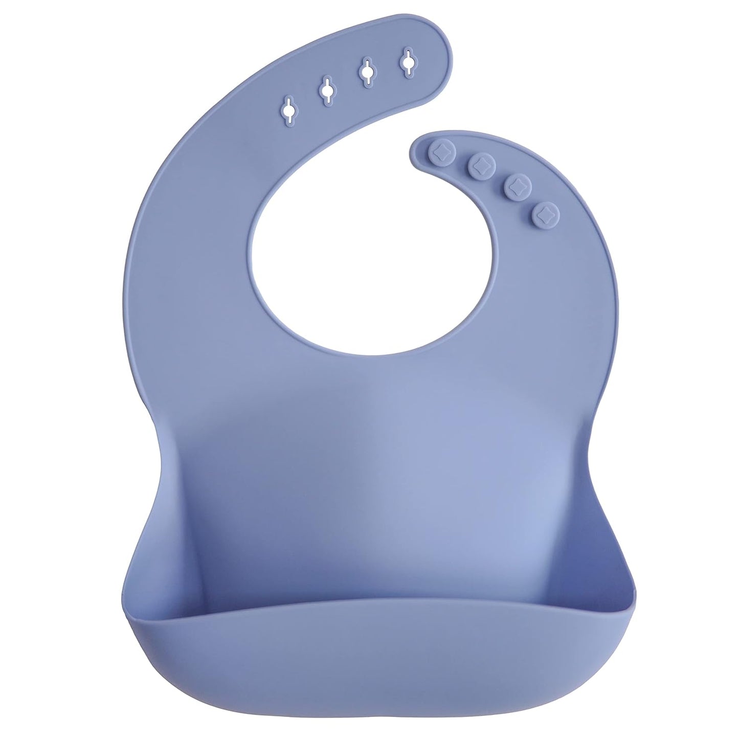 mushie Silicone Baby Bib | Adjustable Fit Waterproof Bibs (Powder Blue)