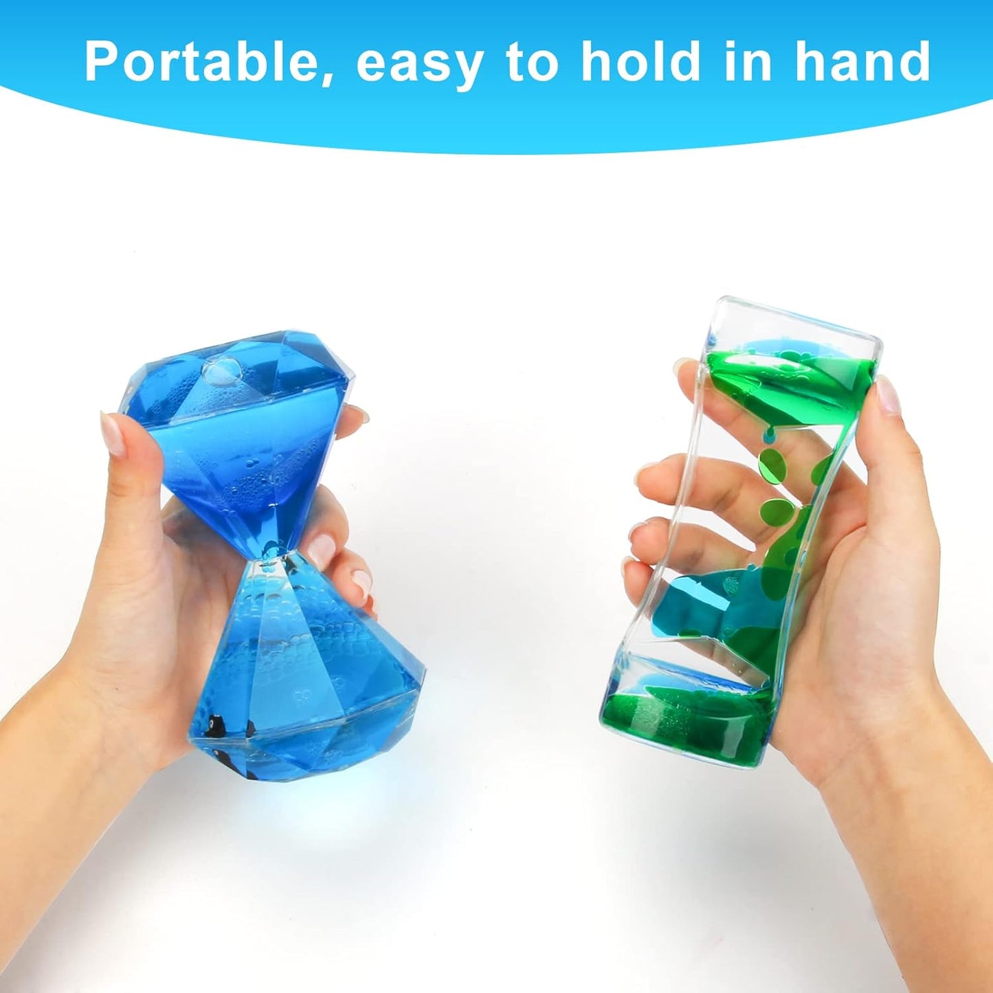 Coitak Liquid Motion Bubbler Timer for Sensory Play, Fidget Toy, Desk Top, 3 Pack, Assorted Colors (Style-2)