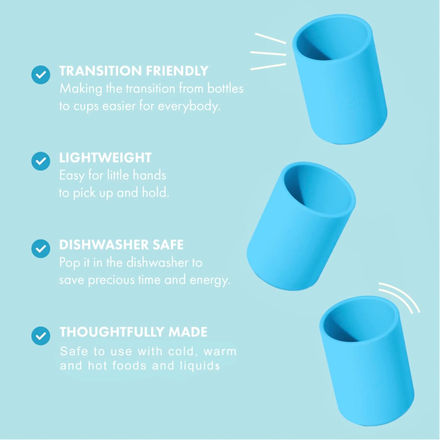 Avanchy Silicone Training Cup – 12 oz Open Cup for Toddlers and Infants – Ideal for Baby Led Weaning and Transitioning from Bottles, White