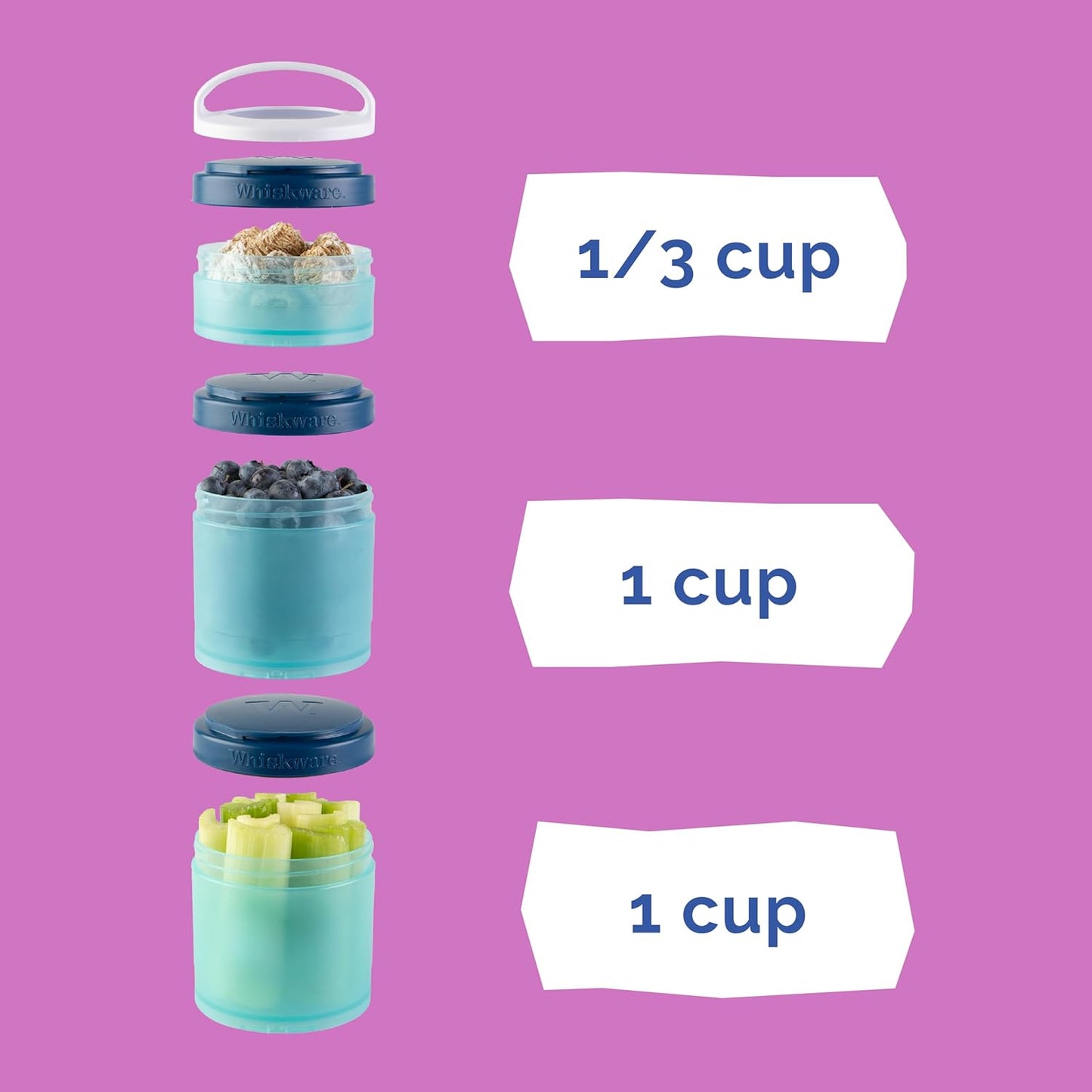 Whiskware Disney Princess Tangled, Stackable Snack Containers for Kids, 3 Stackable Snack Cups for School or Travel, Formula and Cupholder Friendly, Rapunzel and Pascal