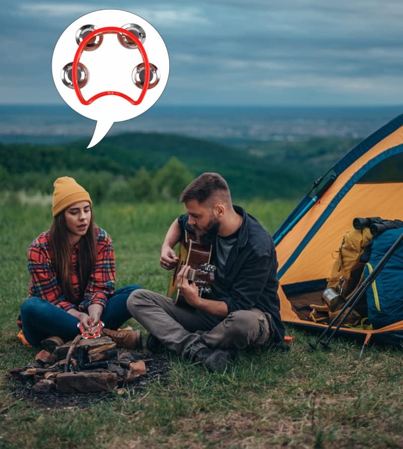 12 Pack Plastic Percussion Tambourine Hand Tambourine Bells, Mini Percussion Tambourines Bulk Hand Held Percussion Drum Musical Rhythm Instrument for Adults Kids Party Supplies(4 Colors)