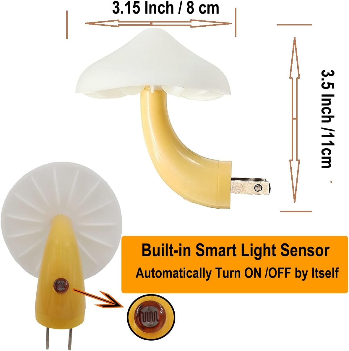 AUSAYE Sensor LED Night Light Plug in Lamp Mushroom Night Light 7-Color Changing Magic Pretty Mushroom-Shaped Night Lights for Adults Kids NightLight