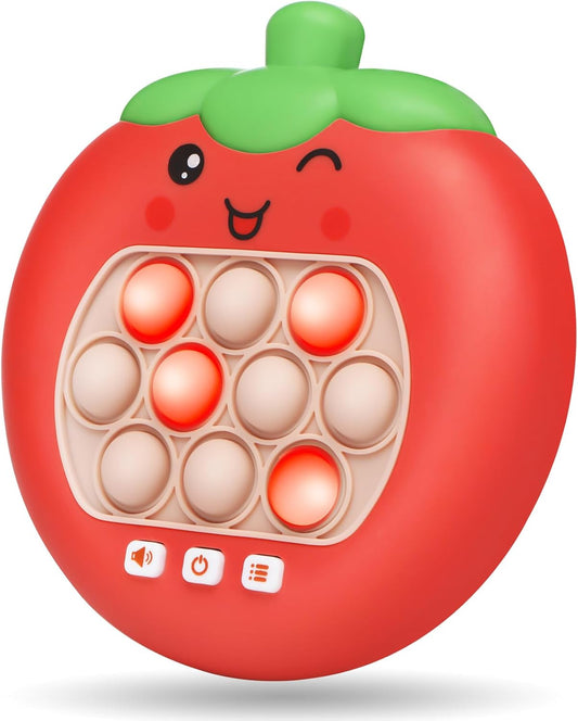 Upgrade Pop It Game Light Up Fidget Toy, Quick Push Pop Game, Fast Push Game for Kids Adult Handheld Games Controller, Portable Puzzle Game Machine for Gifts for 3-12 Children Kids (Strawberry)
