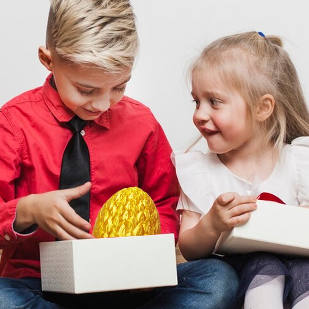 3D Printed Dragon in Egg, Beautiful Flexible Crystal Dragon, Gifts for Adults and Kids (Gold)