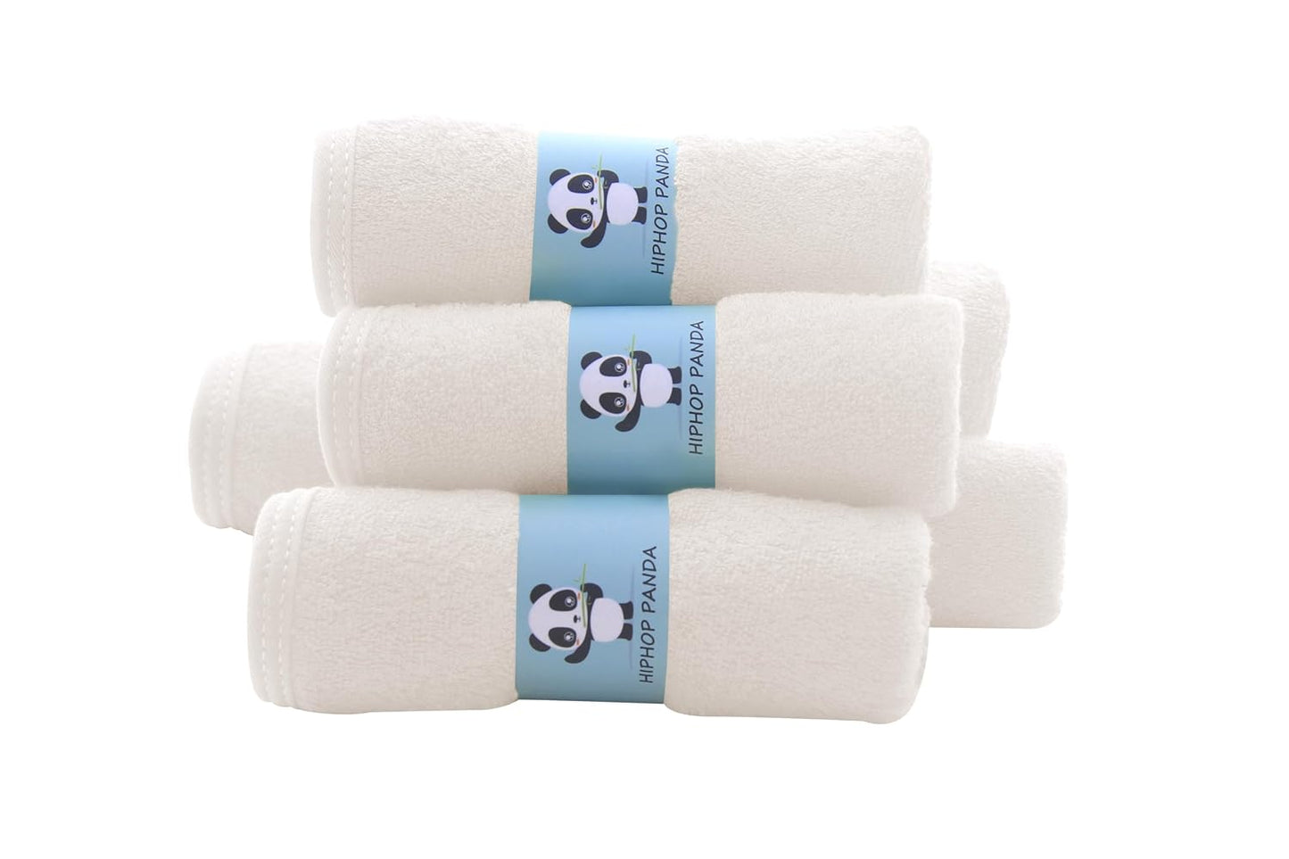 HIPHOP PANDA Baby Washcloths, Rayon Made from Bamboo - 2 Layer Ultra Soft Absorbent Newborn Bath Face Towel - Reusable Baby Wipes for Delicate Skin - Ivory, 30 Pack