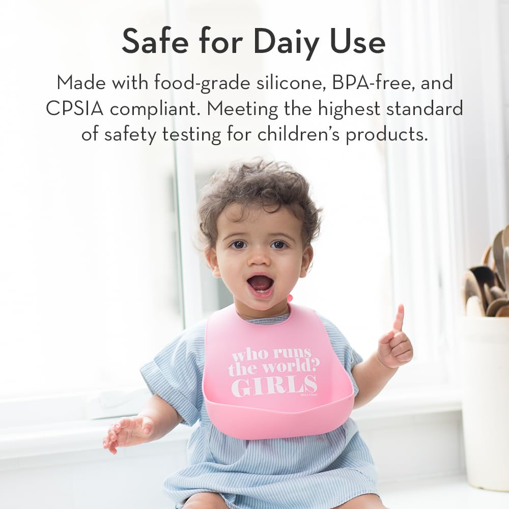 Bella Tunno Baby Bib for Eating, Waterproof Silicone Bib with Large Food Catcher, Adjustable Fit for Babies 4-12 months & Toddlers 1-3 Years, Boys & Girls, Small Town Girl