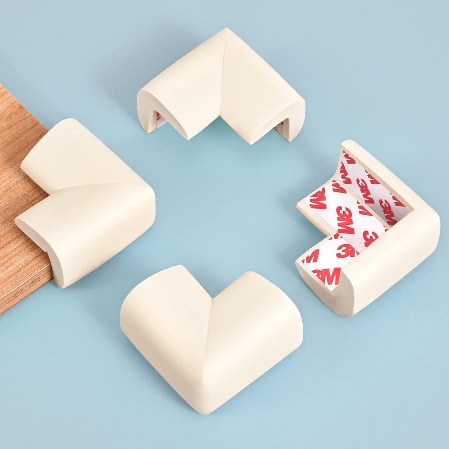 12 Pack Corner Protector Baby Proofing Edge and Corner Guards, Soft Safety Pre-Taped Rubber Foam Furniture Bumpers for Fireplace, Table, Stair, Cabinet (Off White)