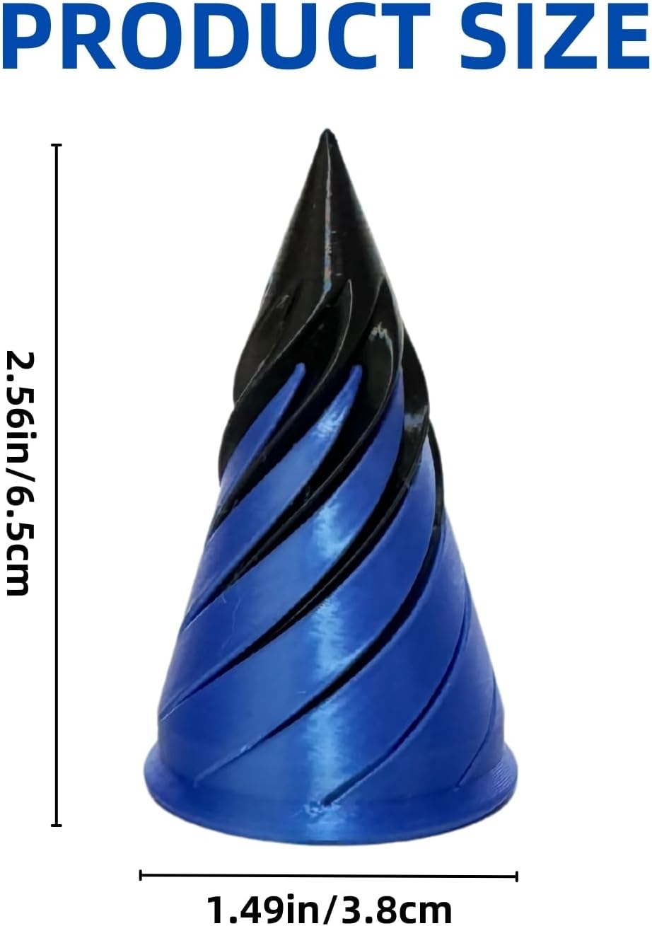 Impossible Pyramid Passthrough Sculpture, Pass Through Pyramid Fidget Toy,3D Printed Spiral Cone, Toy Spiral Cone Fidget Toy Stress Relief Desk Toy, Pyramid Model Relax Anxiety Toy for Adult, Blue