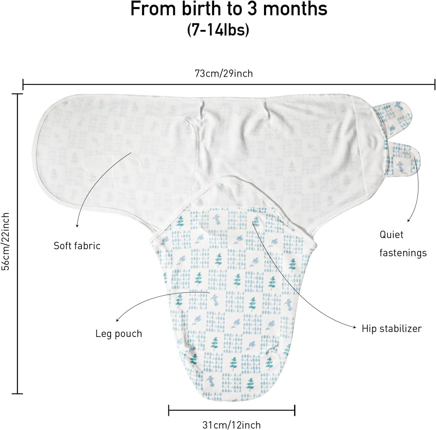 Baby Swaddle Sacks, 3-Pack Newborn Organic Cotton Swaddle Wrap, Adjustable Swaddling Blankets, Nursery Swaddling Essentials for Newborn 0-3 Months, Infant Shower Items Gift (Dinosaur & Forest)