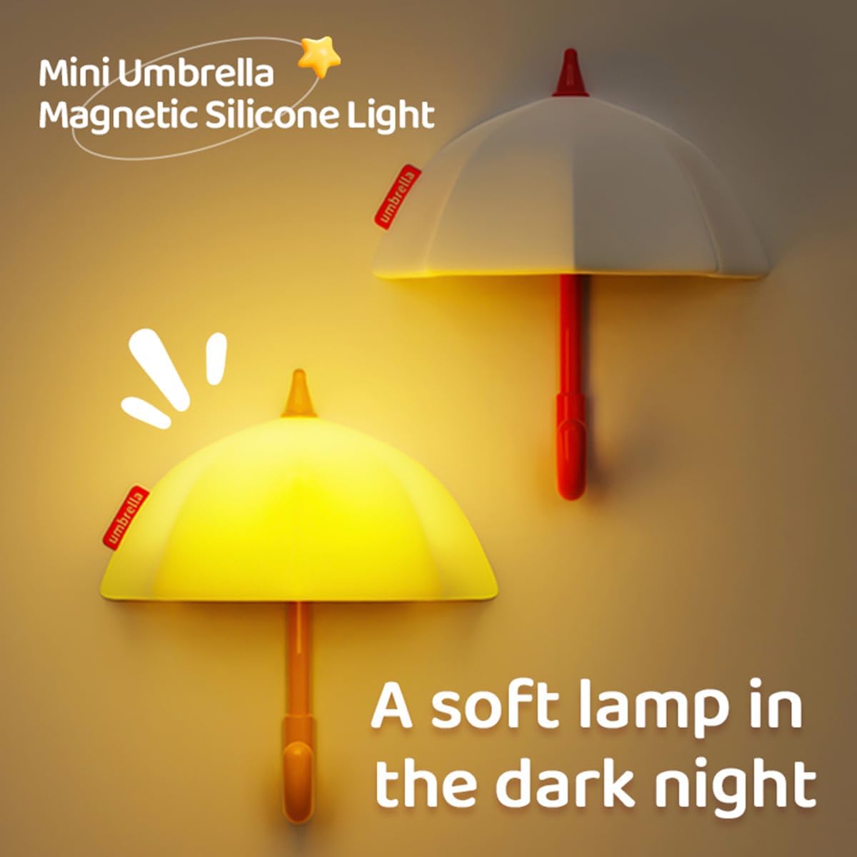 Umbrella Night Light for Kids,Light-Up Magnetic Fridge Lamp, Rechargeable Silicone Lamp for Baby Nursery,3 Levels Dimmable 30 minute timer,Squishy Bedside Night Lamp for Bedroom Kitchen