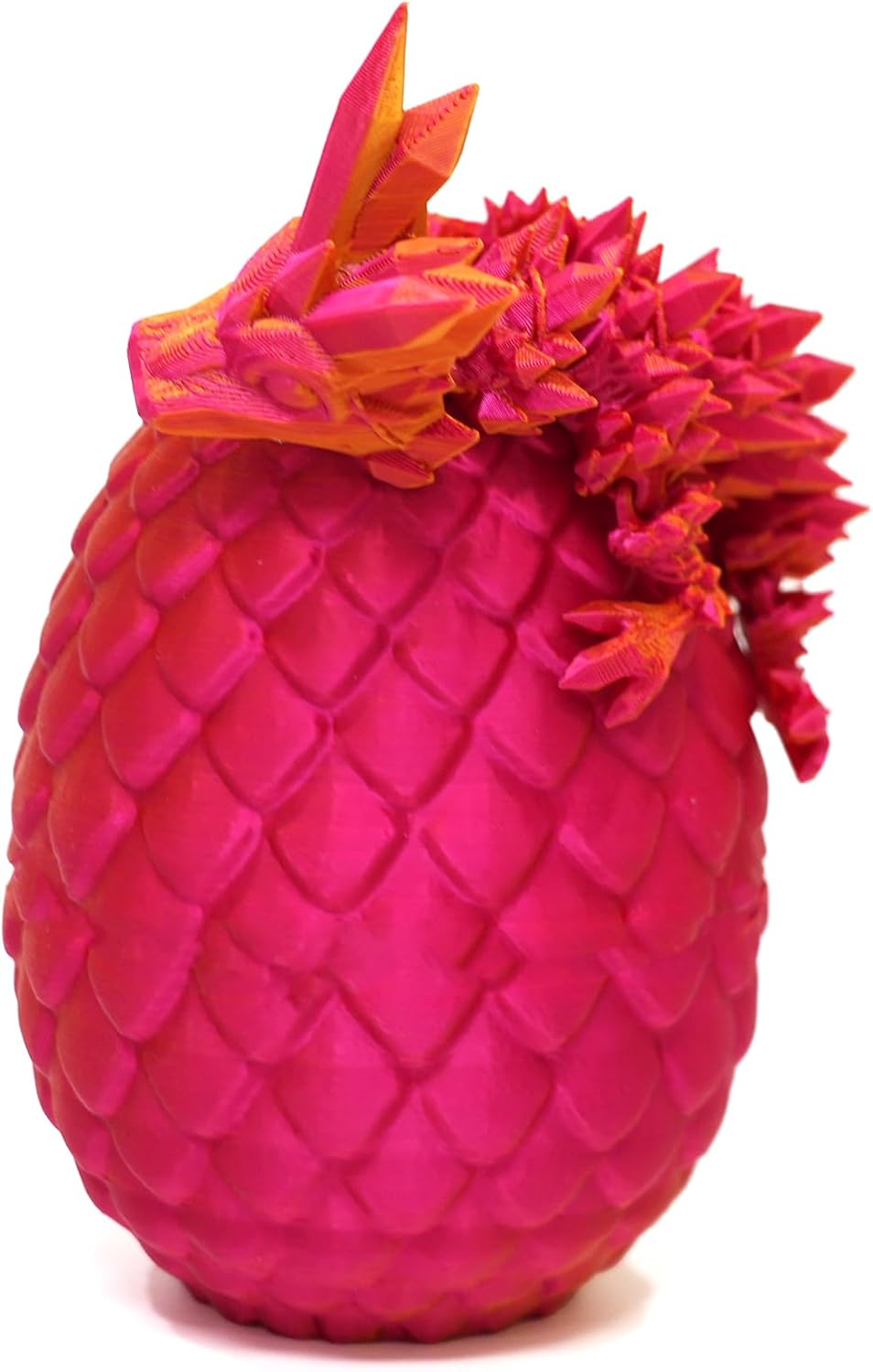 Dragon Egg - Surprise Egg with 8” Pearly Sheen Dragon Inside, 3D Printed Gift, Articulated Dragon Toy for Birthday, Home Decor (8” Red Mix Gold)