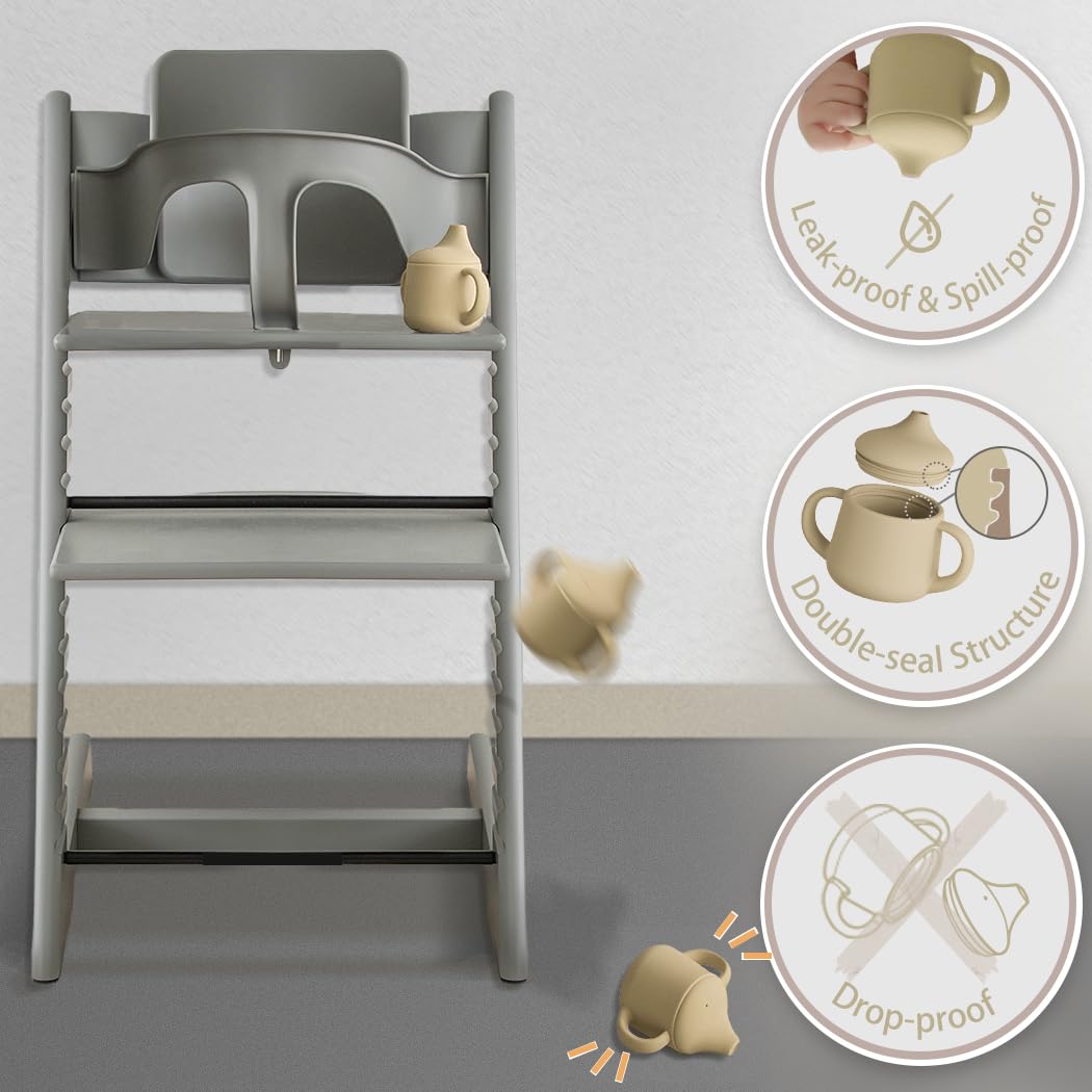 Moonkie Silicone Baby Sippy Cups | 3 Stages Training Cup Straw Cup for Infants Toddlers and Kid | 4 oz 1Pack