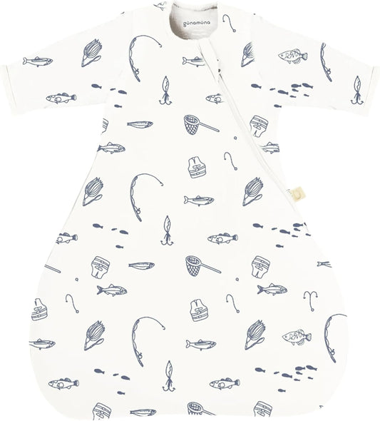 GUNAMUNA Long-Sleeve Transitional Swaddle Sleep Bag 1.0 TOG – Soothes Infants 3-6 Months, Easy Diaper Changes with WONDERZiP