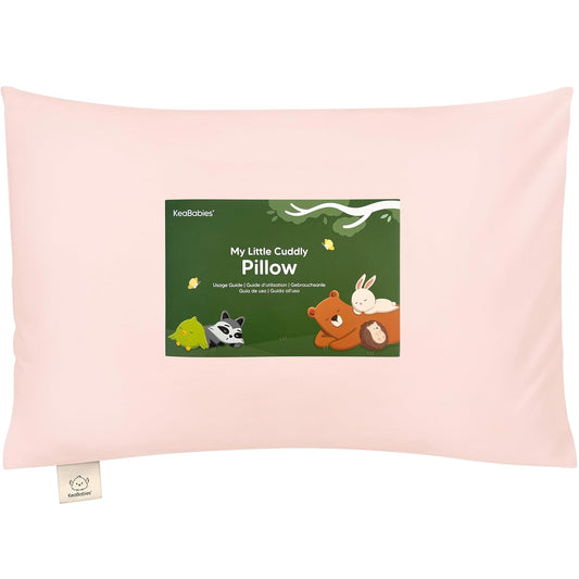 Toddler Pillow with Pillowcase - 13x18 My Little Cuddly Pillow, Viscose Derived From Bamboo Nursery Toddler Pillows for Sleeping, Kids Pillow, Small Travel Pillows, Mini Toddler Bed Pillow (Mist Pink)