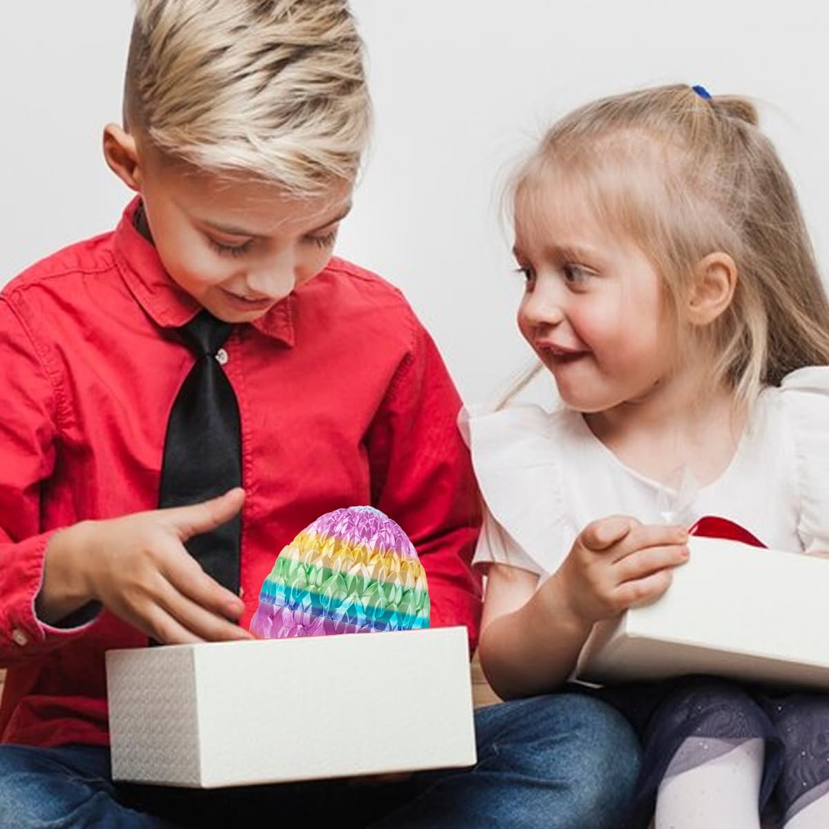 3D Printed Dragon Egg, Beautiful Flexible Joints Executive Desk Toys, Gifts for Adults and Kids (Rainbow)