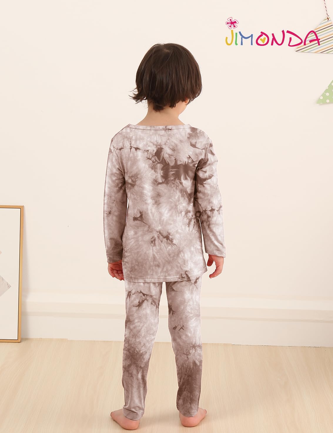 Jimonda Kids Soft Rayon From Bamboo Sleepwear Long Sleeve Boys Girls Pajama Outdoor 2-Piece tops&pant Casual sets Tie Dye PJ