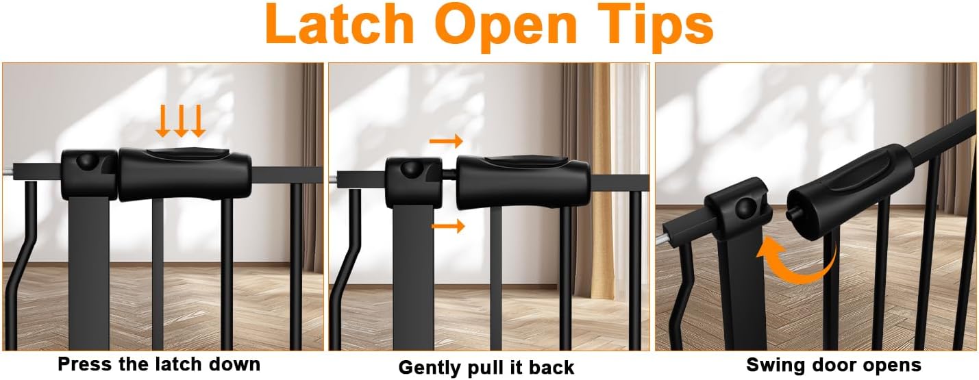 HOOEN 30" Tall Extra Wide Baby Gate for Doorways Stairs 53 to 57.5 Inch Large Long Wide Pressure Mounted Pet Dog Gate Walk Through Child Safety Gate with Extension Kit