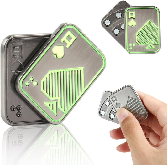 Magnetic Metal Fidget Toys - Metal Poker Push Card Fidget Slider Stress Relief Toy, Men’s EDC Toy Fidget Toy Haptic Coin, Office Desk Toys Gifts for Boyfriend and Father (Glow Silver AA)