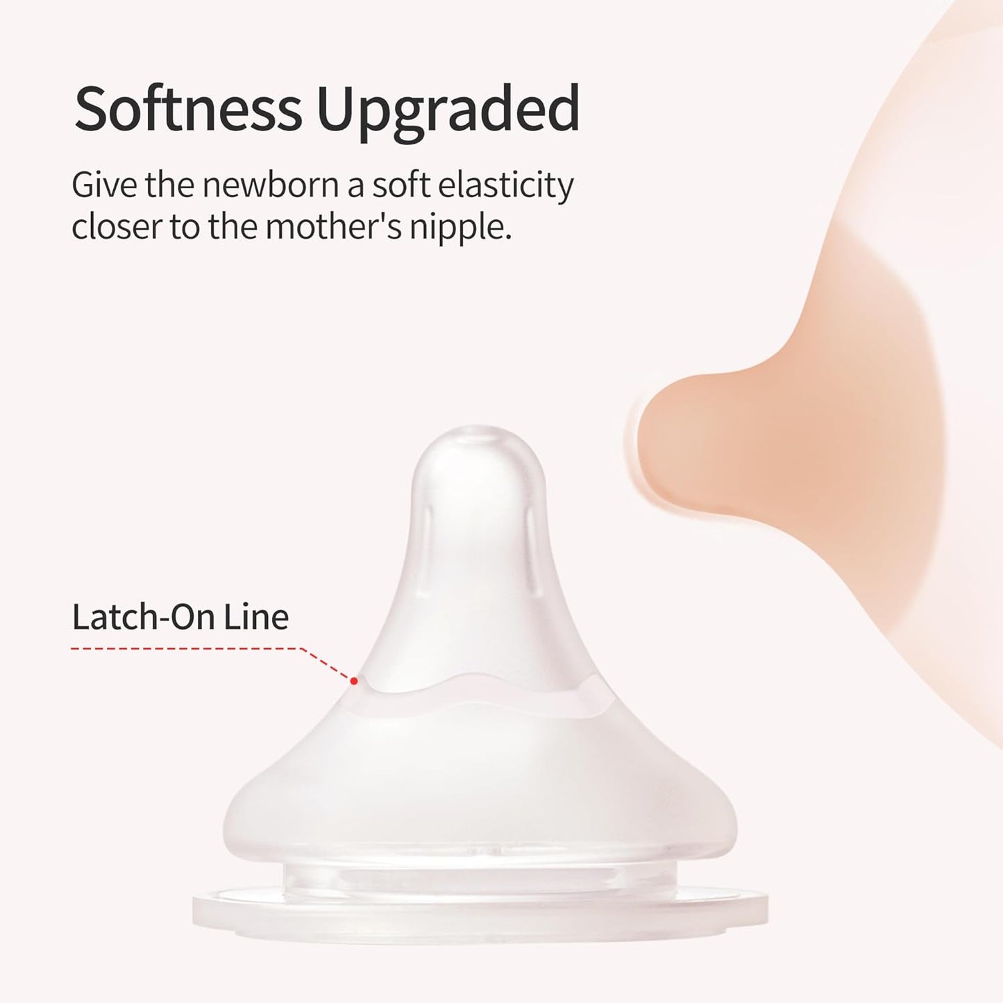 Pigeon Silicone Nipple (M) with Latch-On Line, Natural Feel, 3+ Months, 4 Counts
