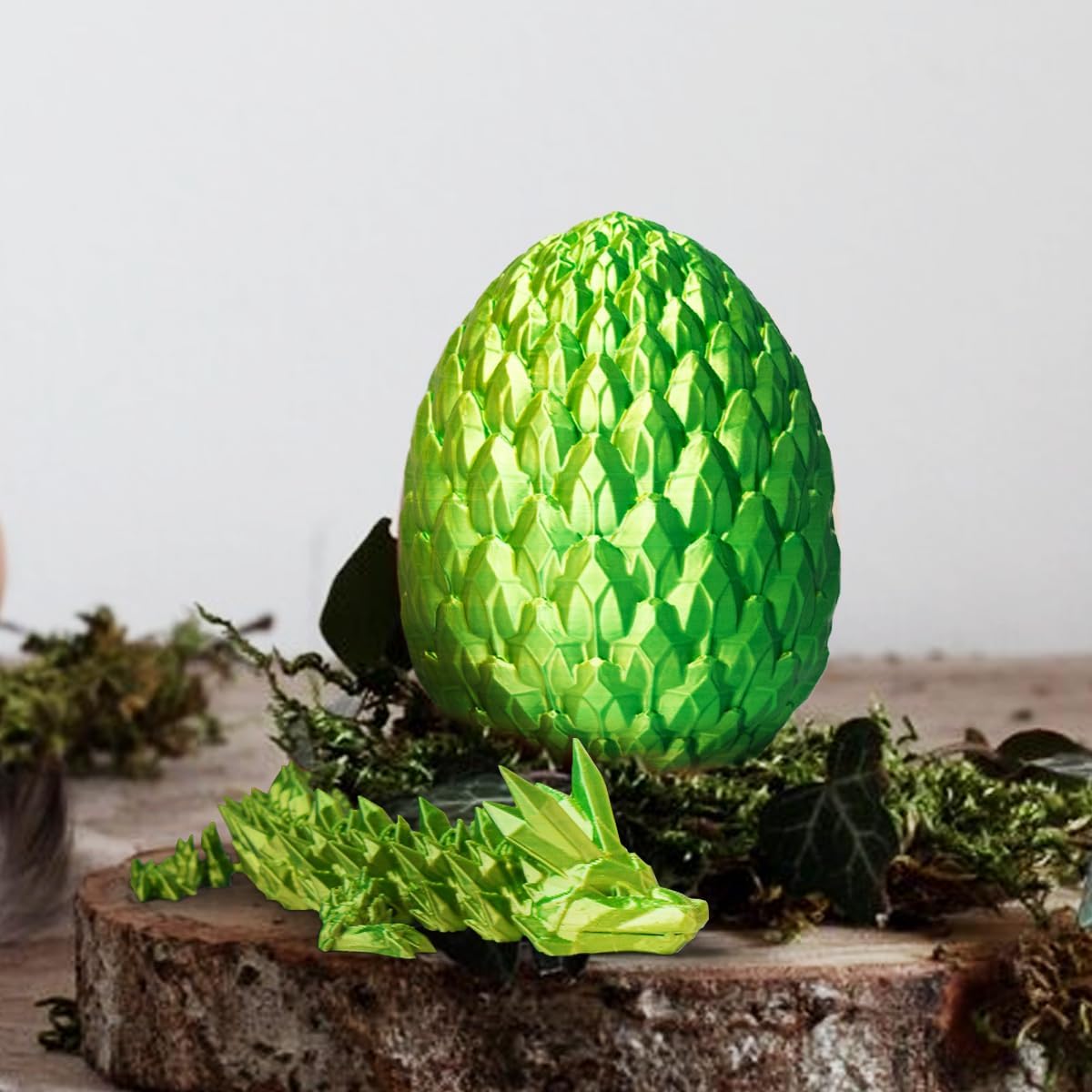 3D Printed Dragon Egg, Beautiful Flexible Joints Executive Desk Toys, Gifts for Adults and Kids (Laser Yellow&Green)