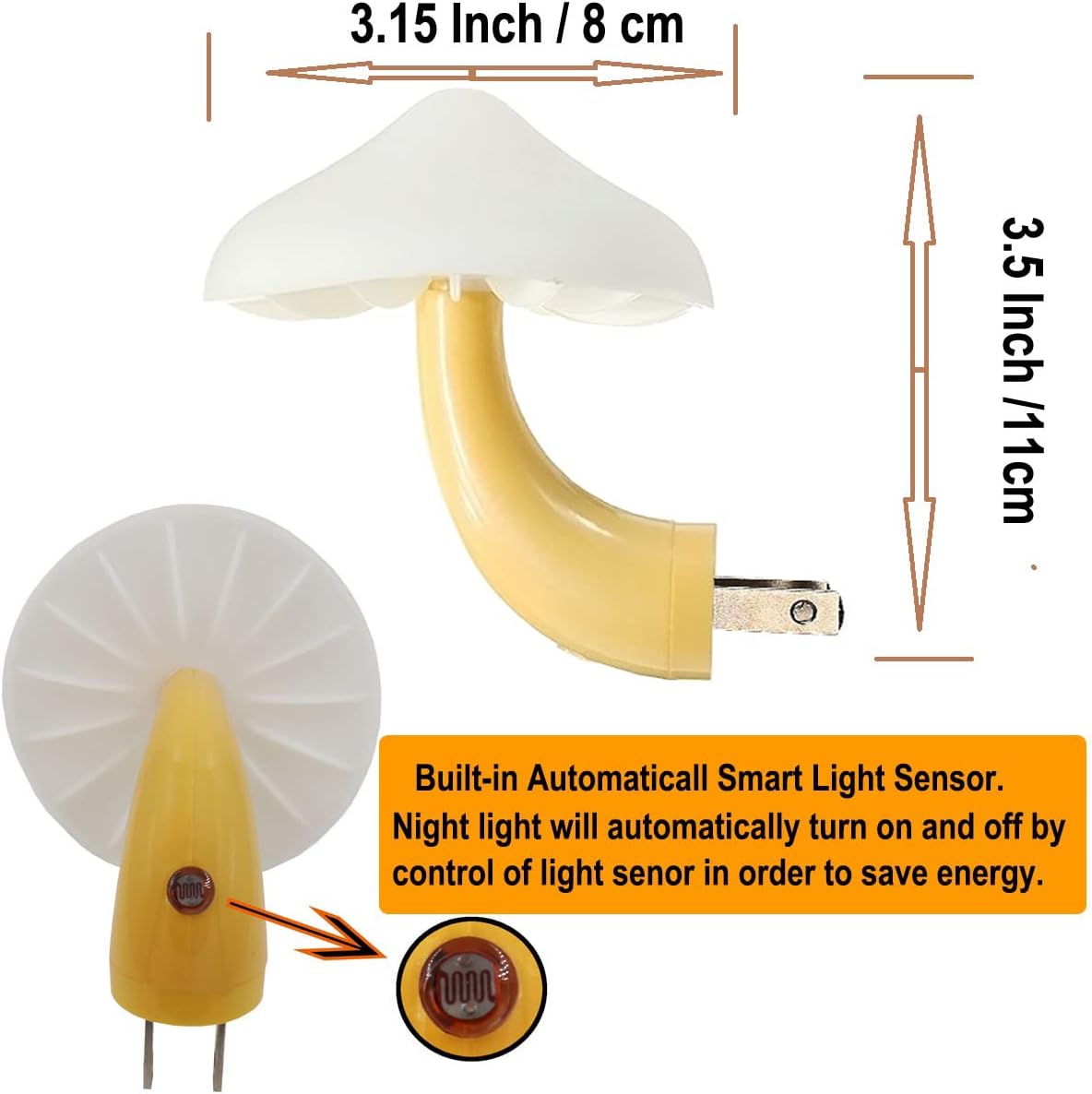 AUSAYE 4 Pack Plug in Night Light, Mushroom Light LED Nightlights for Kids, Adults, Bedroom, Bathroom,Hallway, Stairs, Kitchen Blue