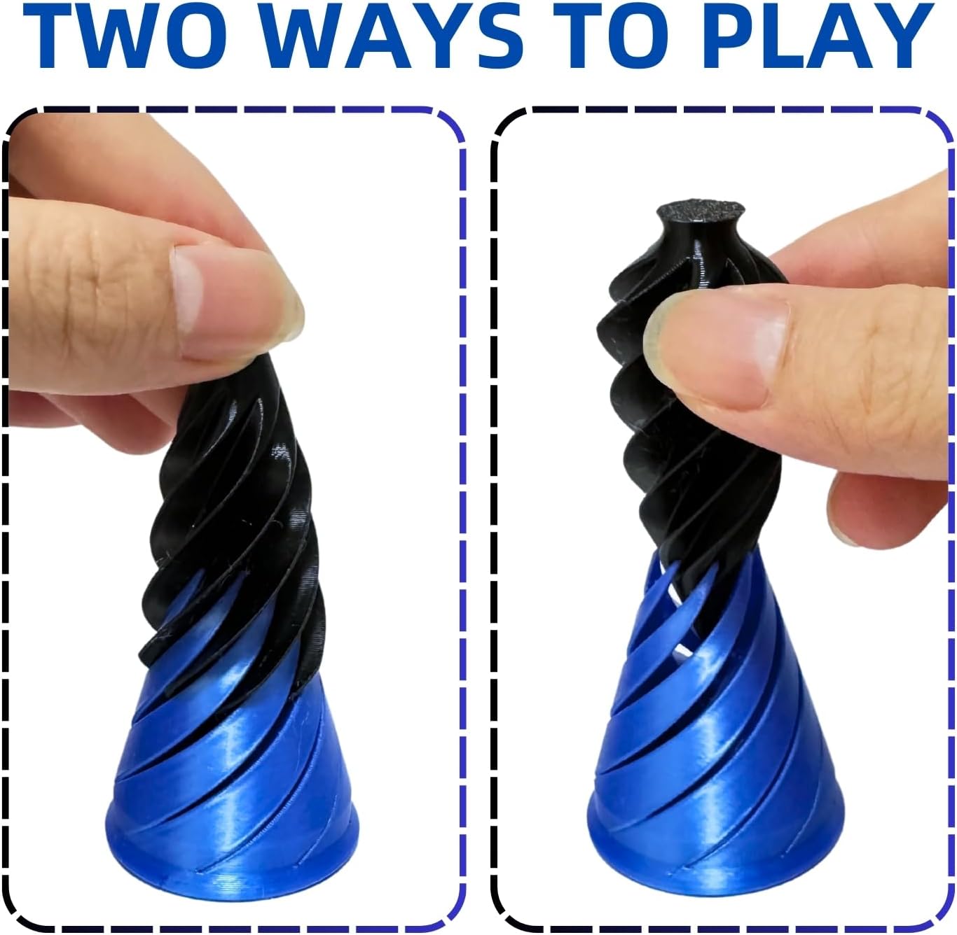 Impossible Pyramid Passthrough Sculpture, Pass Through Pyramid Fidget Toy,3D Printed Spiral Cone, Toy Spiral Cone Fidget Toy Stress Relief Desk Toy, Pyramid Model Relax Anxiety Toy for Adult, Blue